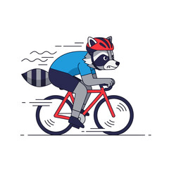 Raccoon Cyclist An Animated Character Racing on a Bicycle