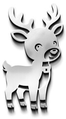 Luxury Silver Metallic Reindeer Icon Standing In Side View Profile