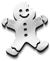 Bitten Silver Metallic Gingerbread Man Cookie Icon With Missing Head