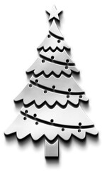 Detailed Silver Metallic Christmas Tree Icon With Wavy Layers