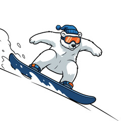 Polar Bear Snowboarding Illustration