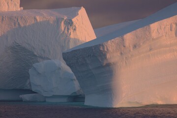polar twilight icebergs glowing
