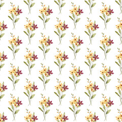 Seamless pattern, flower background with watercolor bouquets. Repeat fabric wallpaper print texture. Perfectly for backdrop, wrapped paper.