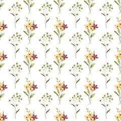 Seamless pattern, flower background with watercolor bouquets. Repeat fabric wallpaper print texture. Perfectly for backdrop, wrapped paper.