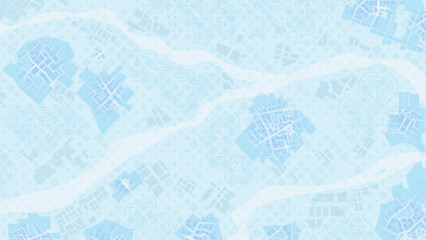 Topographic map background with city streets and terrain lines. Vector illustration.