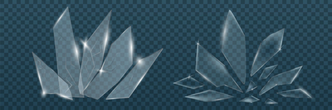 A realistic set of broken glass or ice shards