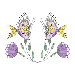 A vintage style illustration showing fish fin