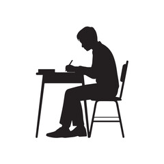 Silhouette of a student writing at a desk