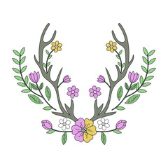 A vintage style illustration showing antlers
