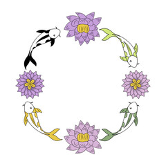 A vintage style illustration representing koi fish