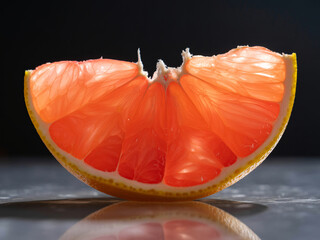 Vibrant slice of grapefruit with juicy texture and refreshing taste, perfect for healthy eating campaigns or summer beverage promotions, clean eating concept