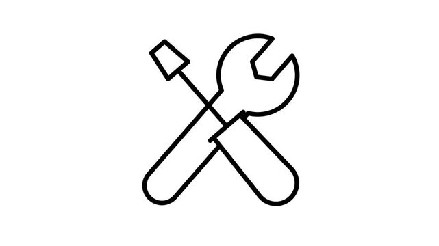 Animated repair and maintenance tools icons set