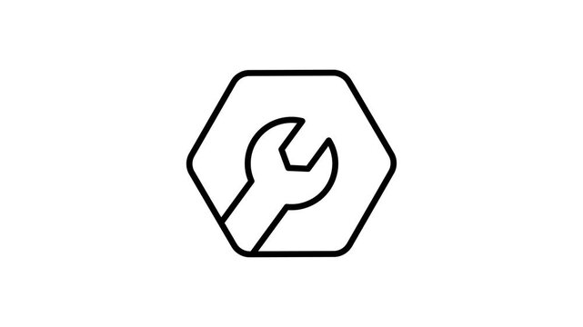 Wrench spinning in hexagon icon animation