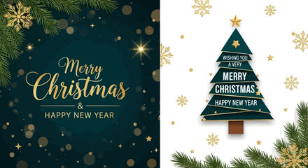 Festive Greetings Merry Christmas and Happy New Year Wishes on Elegant Backgrounds