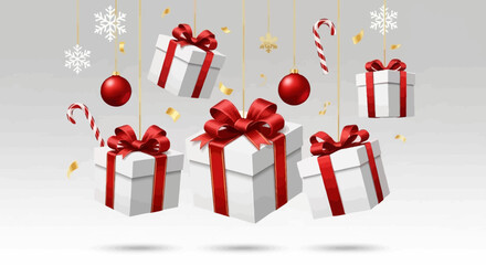 Festive Holiday Gifts Elegant Boxes with Red Bows for Seasonal Cheer