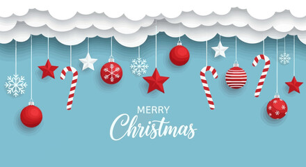 Festive Christmas Holiday Decoration with Hanging Ornaments