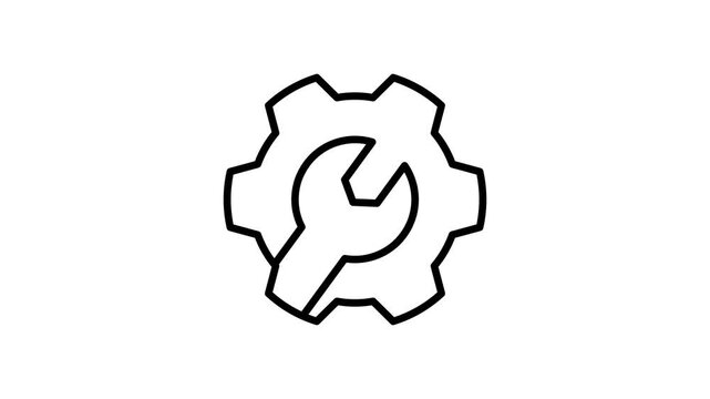 Animated wrench and gear icon for technical support