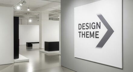 Aesthetic Modern Interior Design With Design Theme Message And Directional Arrow