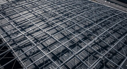Fototapeta premium Architectural Perspective: A Modern Metal Framework Structure on Dark Background