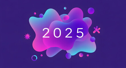 Abstract modern fluid background with vibrant colors and year 2025