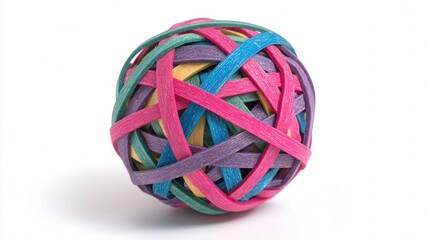 Rubber band ball isolated on white background