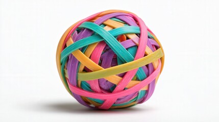Rubber band ball isolated on white background