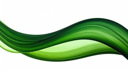 Flowing green ribbon wave on bright white backdrop