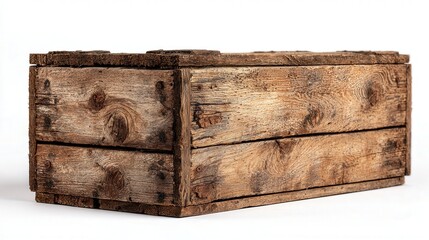 Rustic wood crate isolated on white background