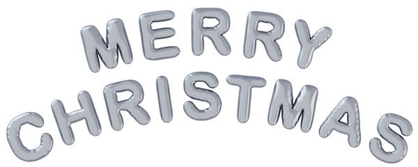 3D画像_風船_MERRY CHRISTMAS_シルバー