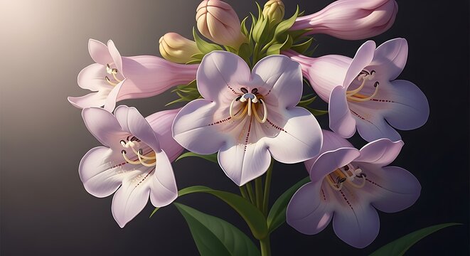 Elegant penstemon flowers blooming in spring with soft lighting background
