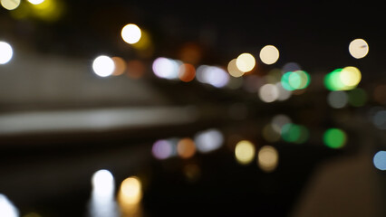 Bokeh blur dot night light background, colorful spot lighting, city backdrop, bubble scene party wallpaper.