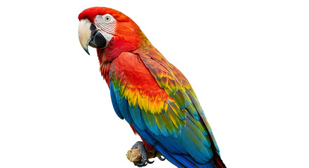 Obraz premium Scarlet Macaw Perched on Branch isolated on transparent background