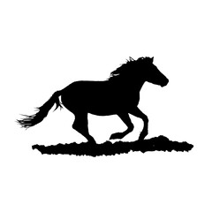 走る馬のシルエット
