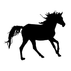 走る馬のシルエット