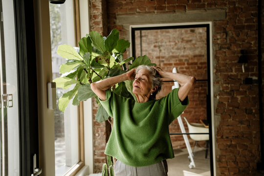 Entrepreneur relaxing near window in modern business workspace morning