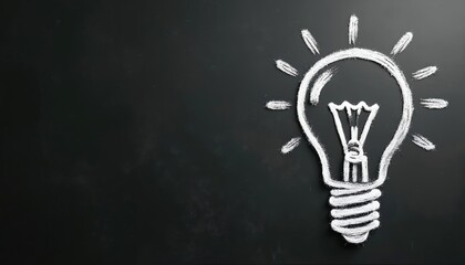 Chalk drawn light bulb on blackboard signifies a bright new idea. This symbol represents innovation, creativity and a spark of genius. Useful for business, education, or problem solving concepts.