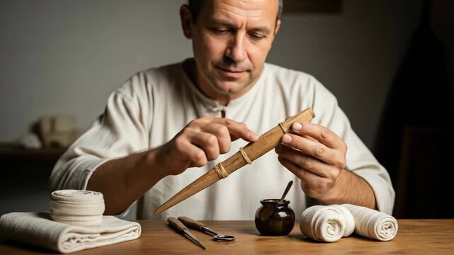 Skilled craftsman demonstrates traditional weaving techniques with precision and focus