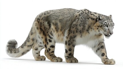 Snow leopard isolated on white background