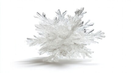 Snow seed crystal isolated on white background