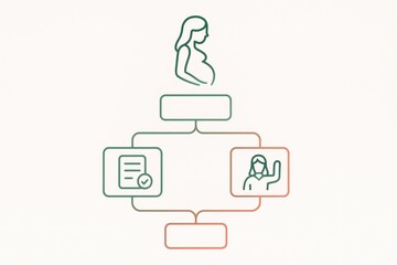 Obraz premium Pregnant woman icon as the focal point of a visual representation displaying pre natal considerations including medical consultation and essential documentation signifying maternity preparation