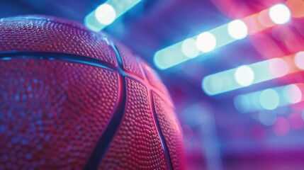 ball close-up mid-bounce with neon lighting flare
