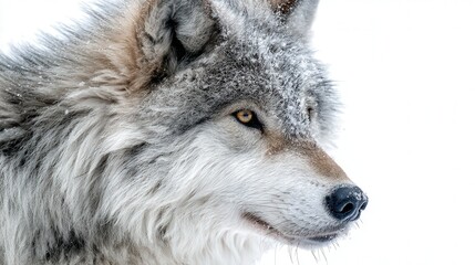 Fototapeta premium Winter wolf isolated on white background