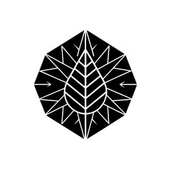 Abstract leaf inside polygon design art on transparent background silhouette