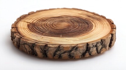 Wood slice coaster isolated on white background