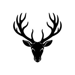 Silhouette of a deer head with antlers on transparent background