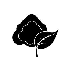 Silhouette of a leaf and broccoli head on transparent background