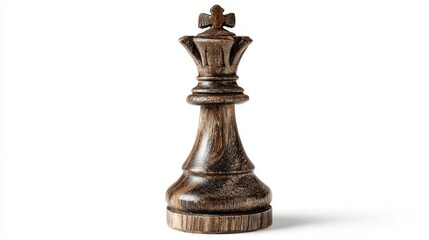 Wooden chess piece isolated on white background