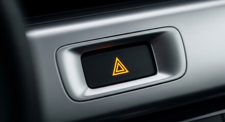 Automotive Interior Detail Displaying Hazard Light Button and Sophisticated Dashboard
