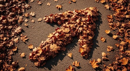 Autumnal Arrow Crafted From Fallen Leaves Signifies Forward Direction And Growth