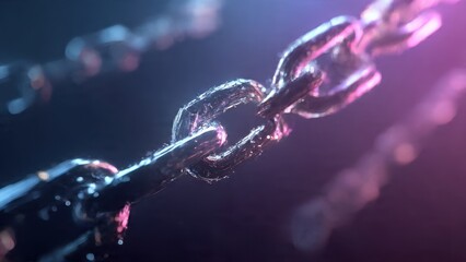 Minimal blockchain chain-links floating in premium futuristic haze.